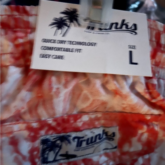 Trunks bathing suit, new with tags, orange and white tie-dye - Picture 7 of 7